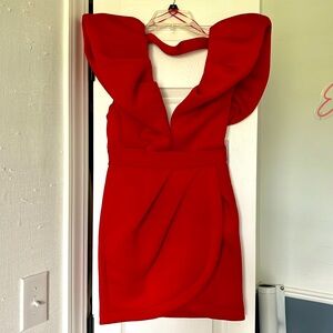 red dress with big sleeves!
